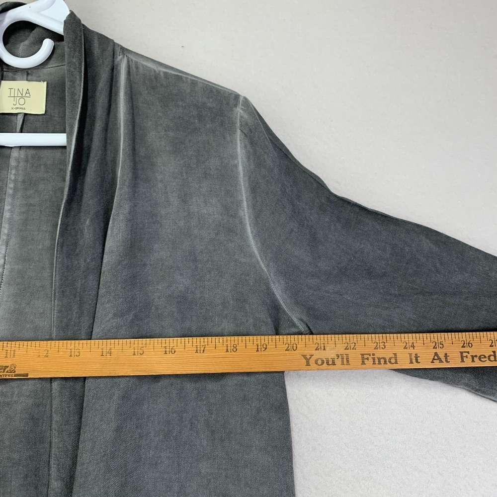 Tina + Jo Anthropologie Kimono Blouse XS Gray Open Front Garment Died Lagenlook - Picture 6 of 8
